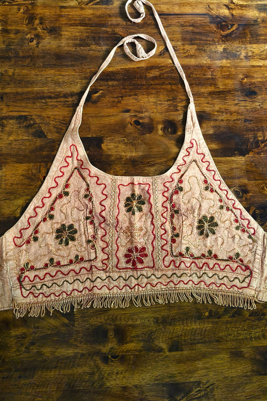 Embroidered Halter in Beige