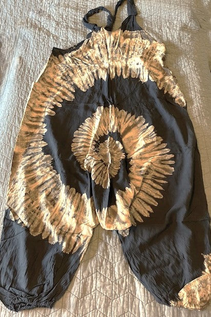 Black Swirl Tie Dye Jumpsuit