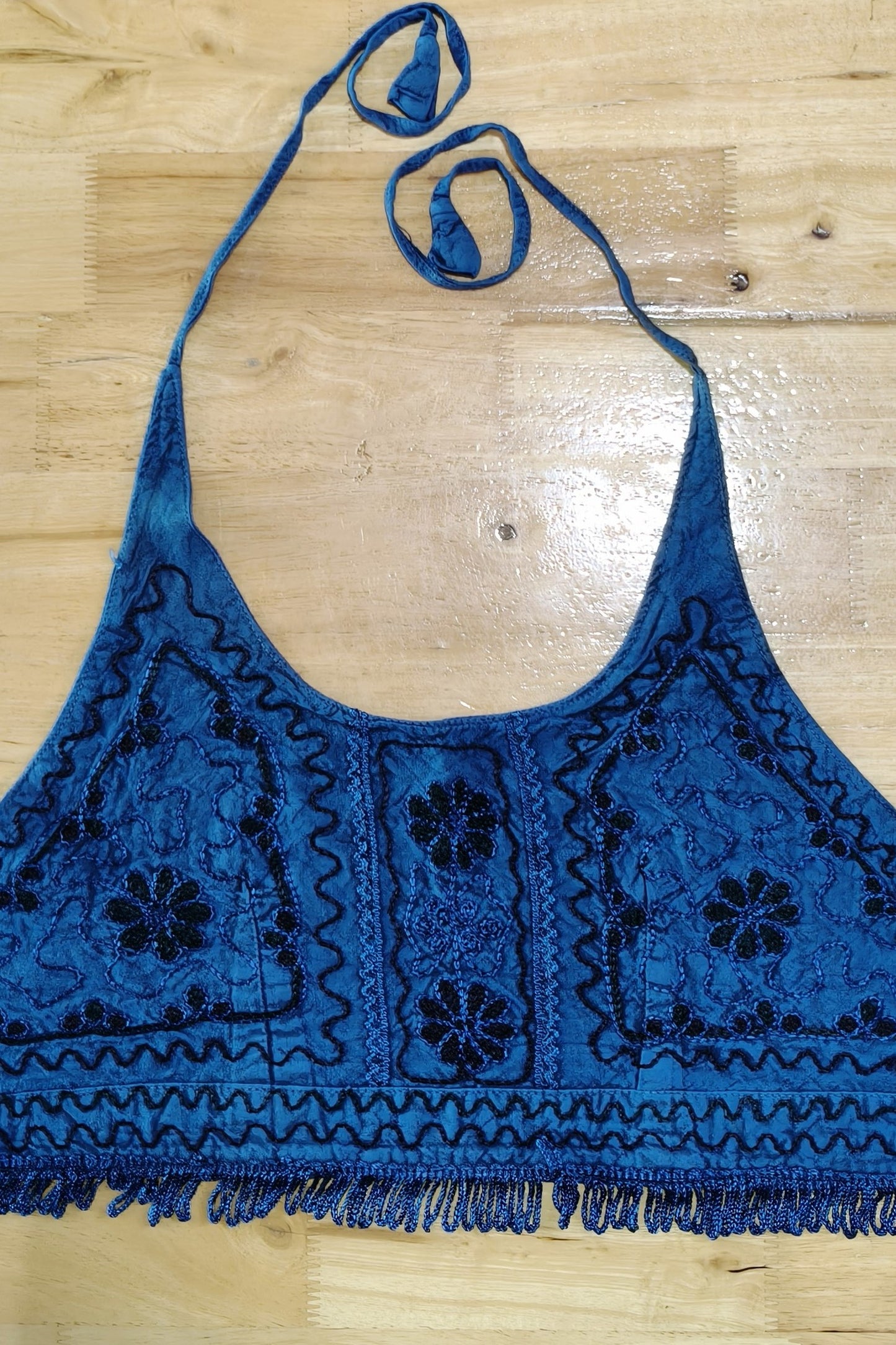 Embroidered Halter in Blue