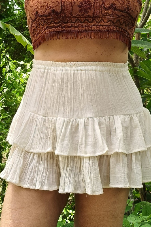 Tiered Mini Skirt in Cream