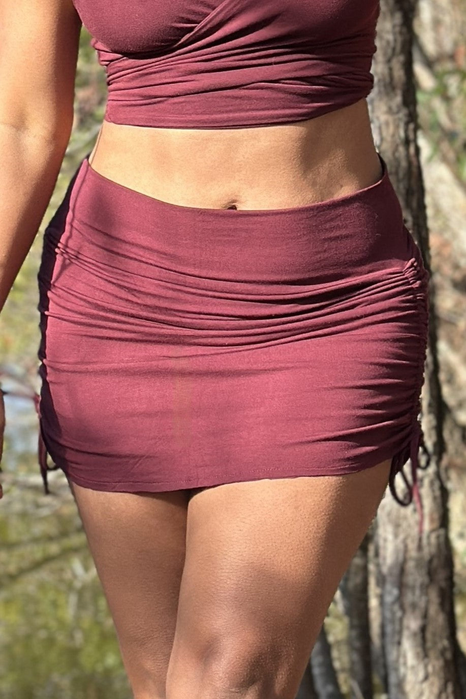 Burgundy Cinch Skirt