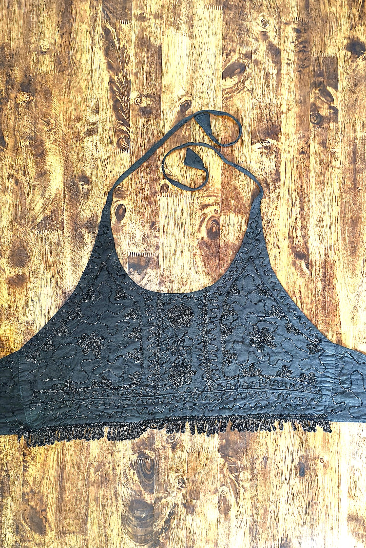 Embroidered Halter in Onyx