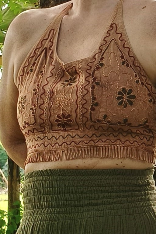 Embroidered Halter in Orange