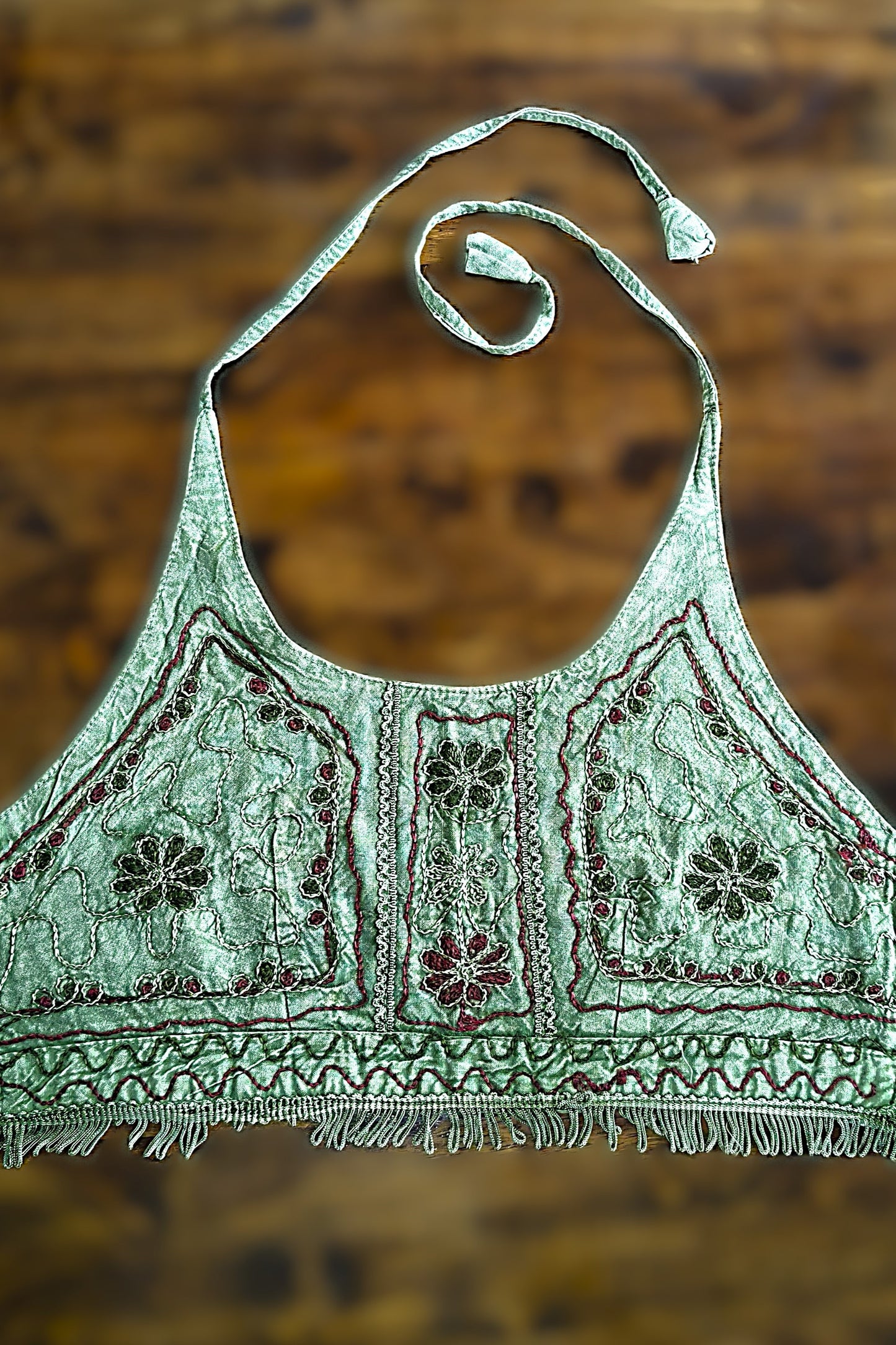 Embroidered Halter in Sage
