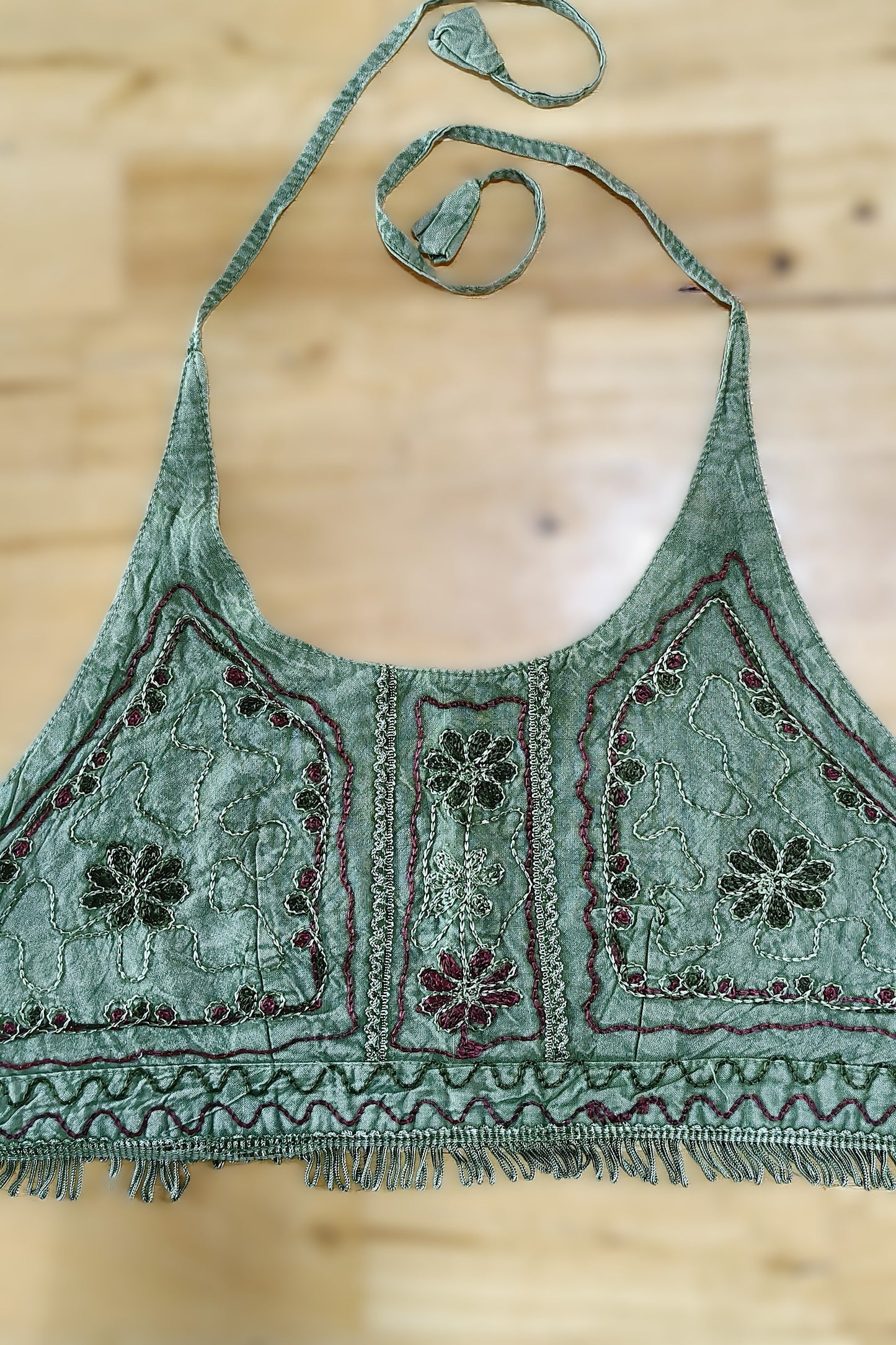 Embroidered Halter in Sage