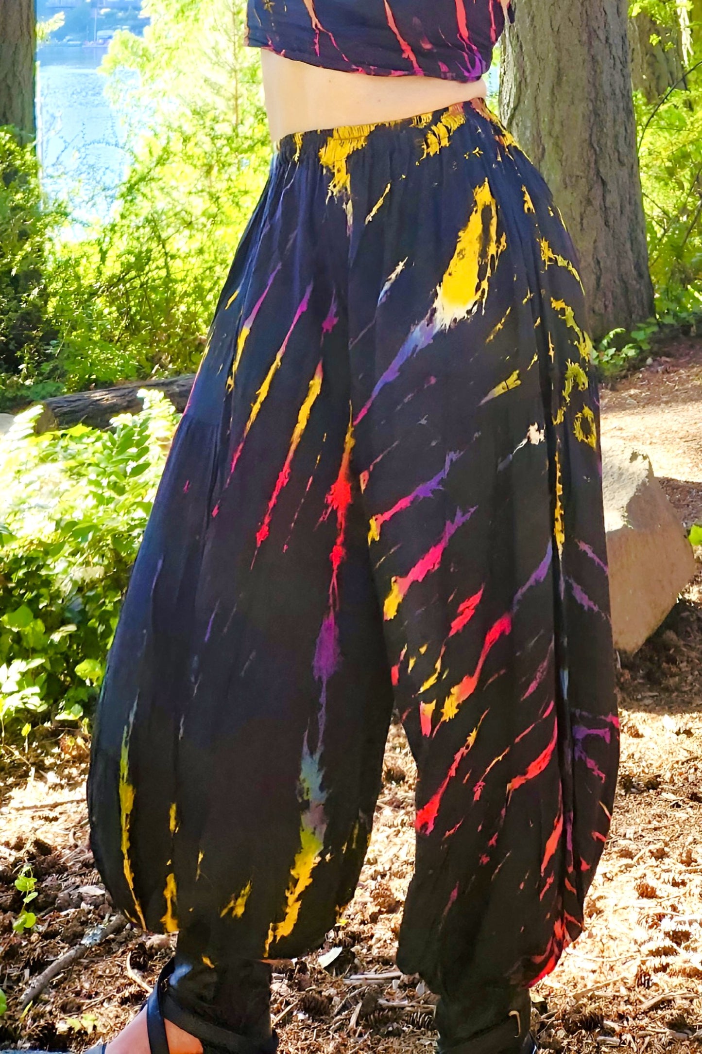 Rainbow Zebra Harem Pants