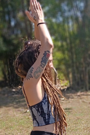 Side view of Sodalite tie dye Blissed Out Crop.