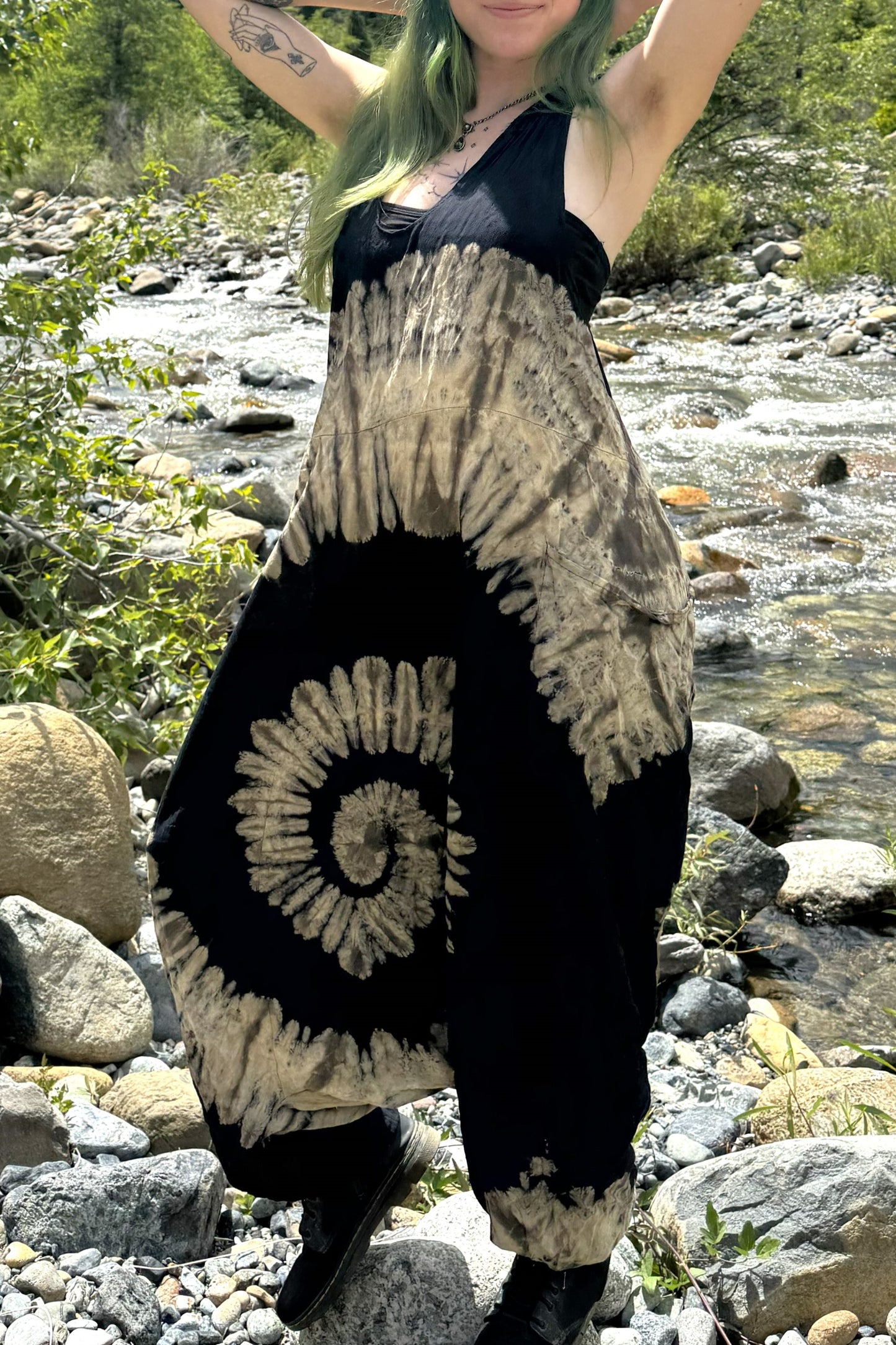 Black Swirl Tie Dye Jumpsuit