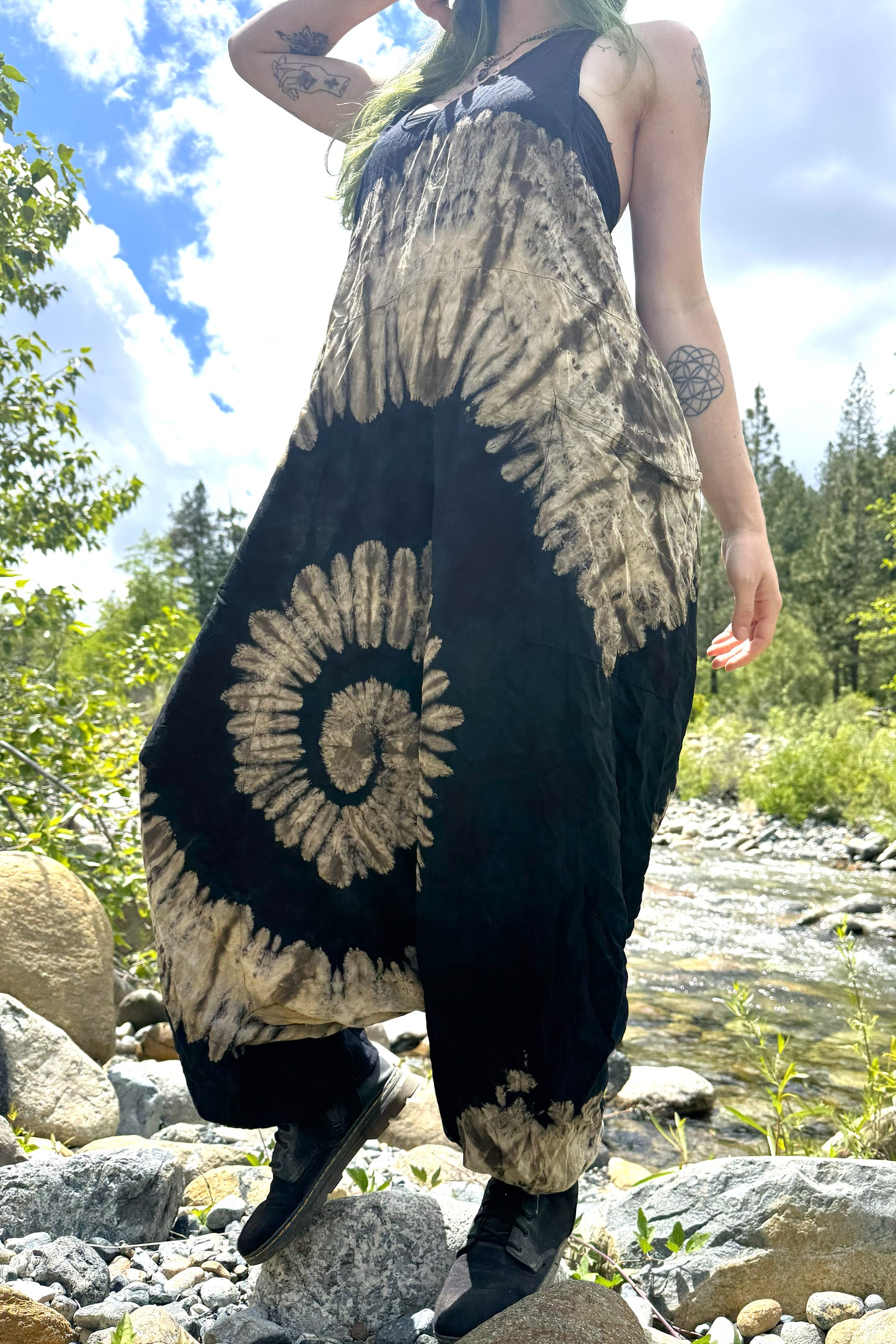 Black Swirl Tie Dye Jumpsuit