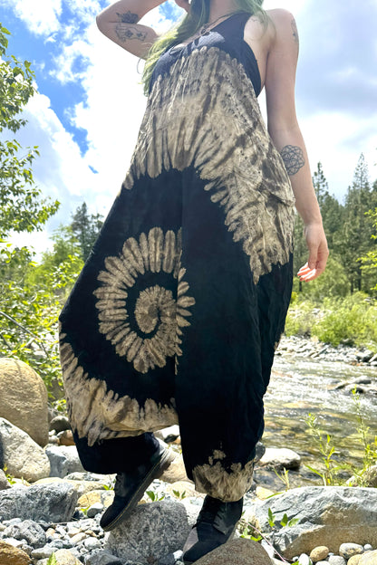 Black Swirl Tie Dye Jumpsuit