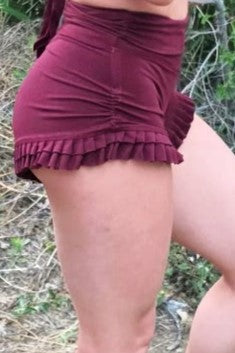 Burgundy Ruffle Shorts