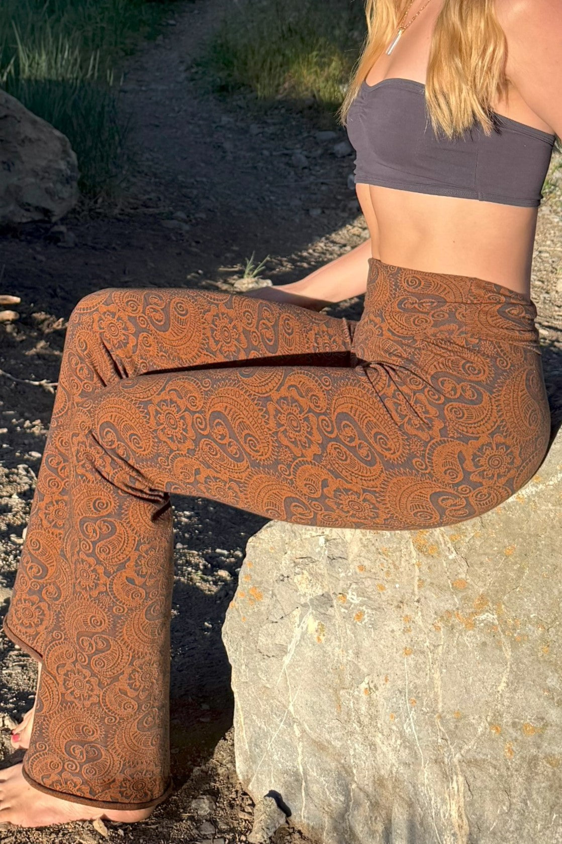 Caramel/Slate Paisley Flares