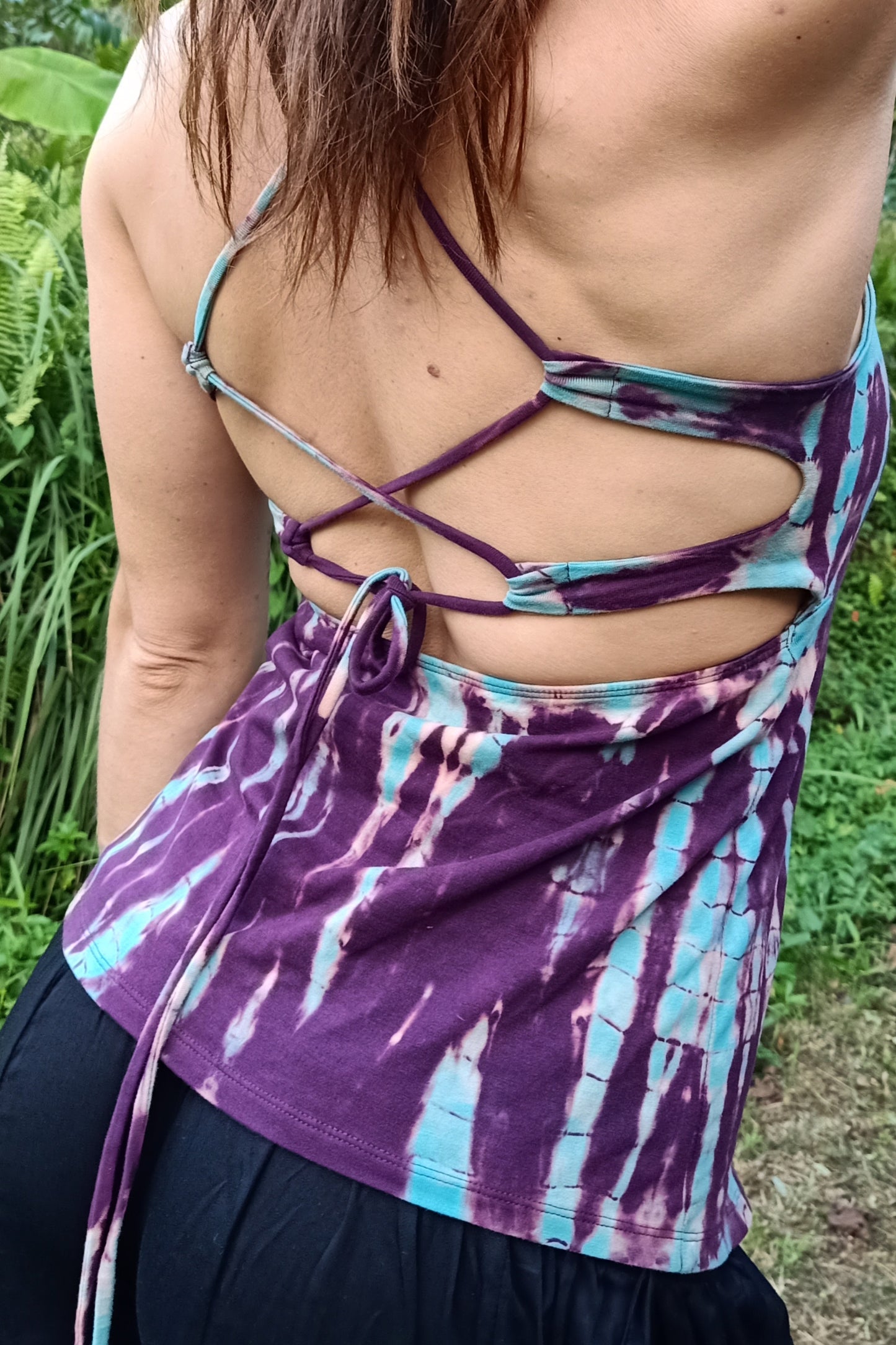 Amethyst Tie Dye Lace Up Tank