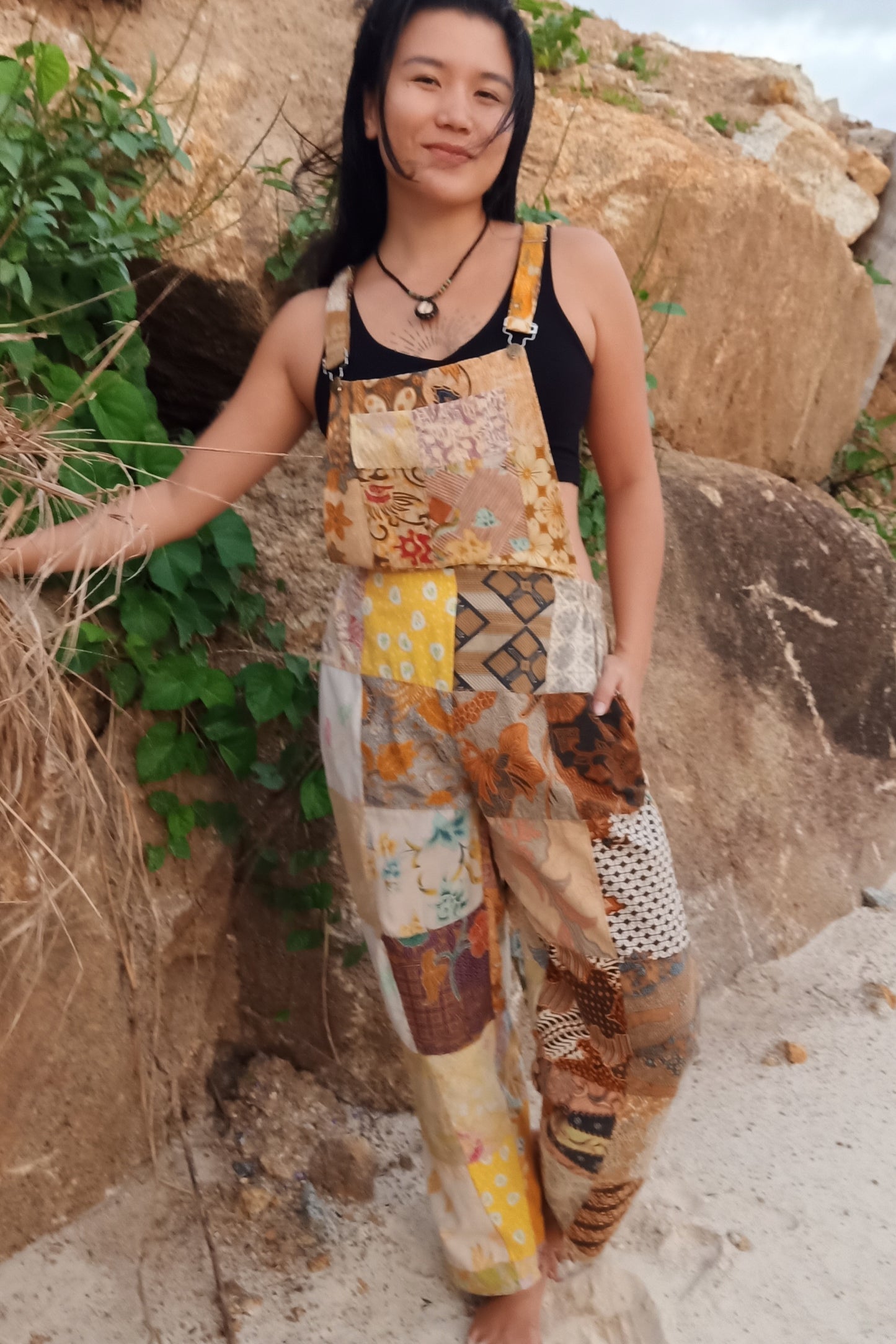 Cotton Patchwork Overalls