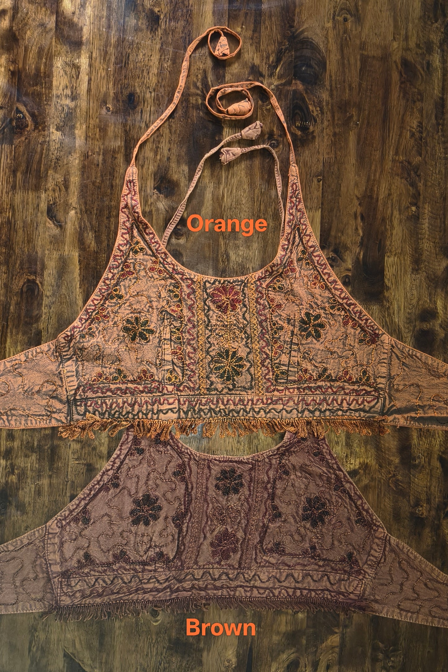 Embroidered Halter in Orange