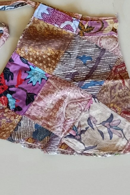 Patchwork Wrap Mini Skirt