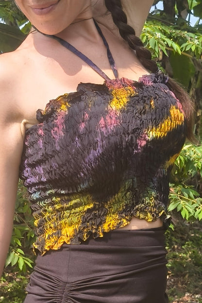 Rainbow Zebra Cinch Tube Top