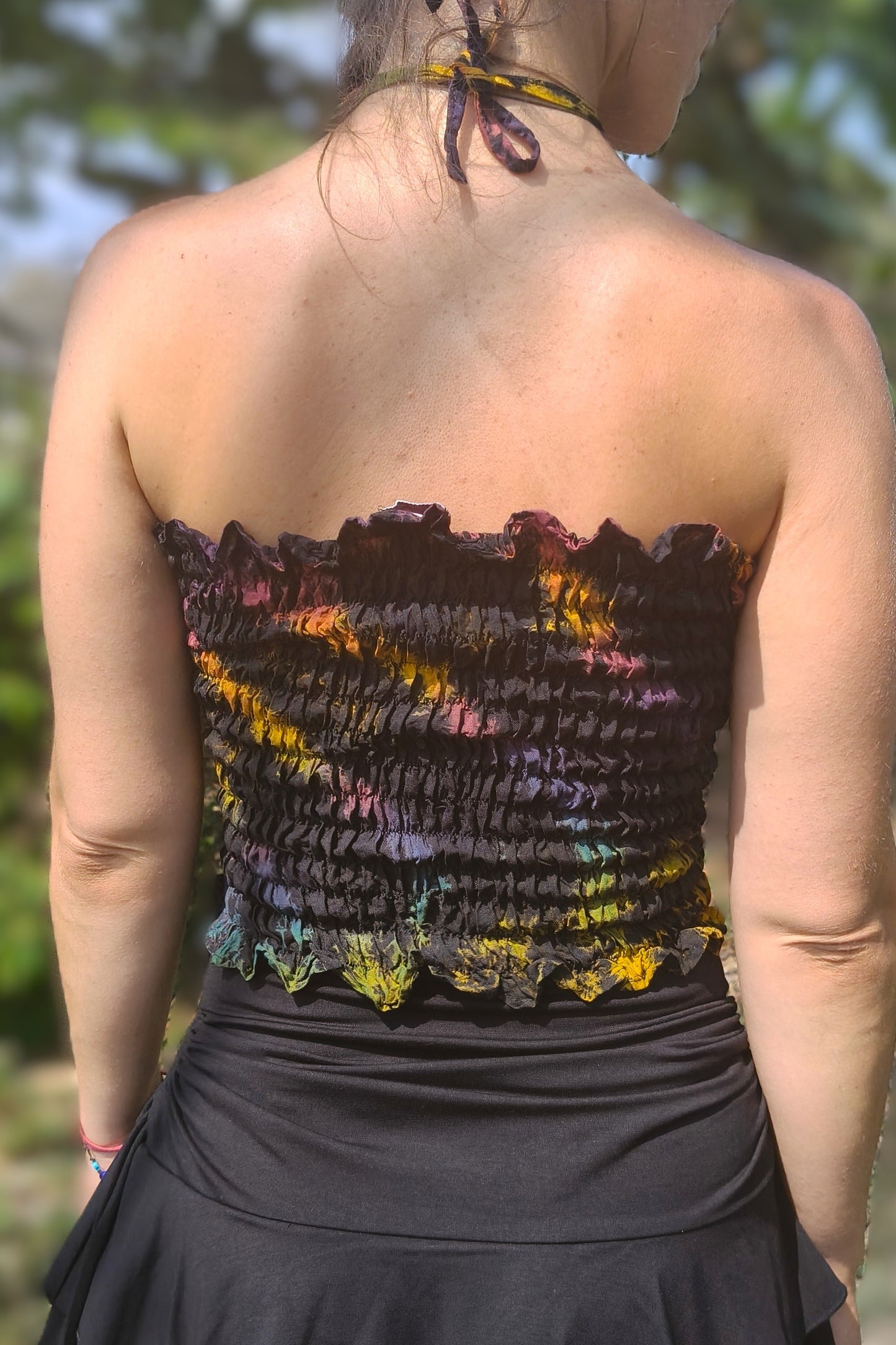 Rainbow Zebra Cinch Tube Top
