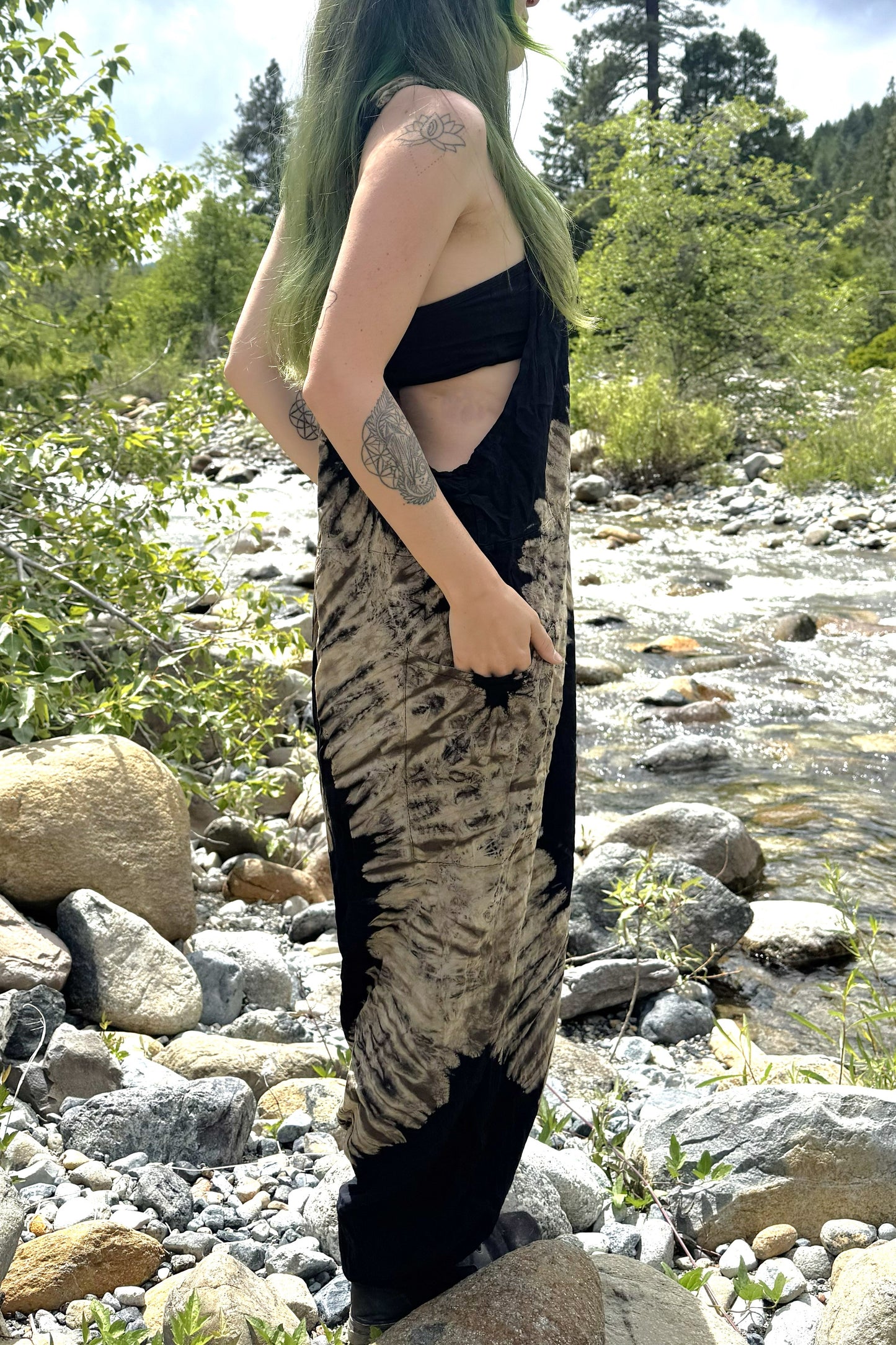 Black Swirl Tie Dye Jumpsuit