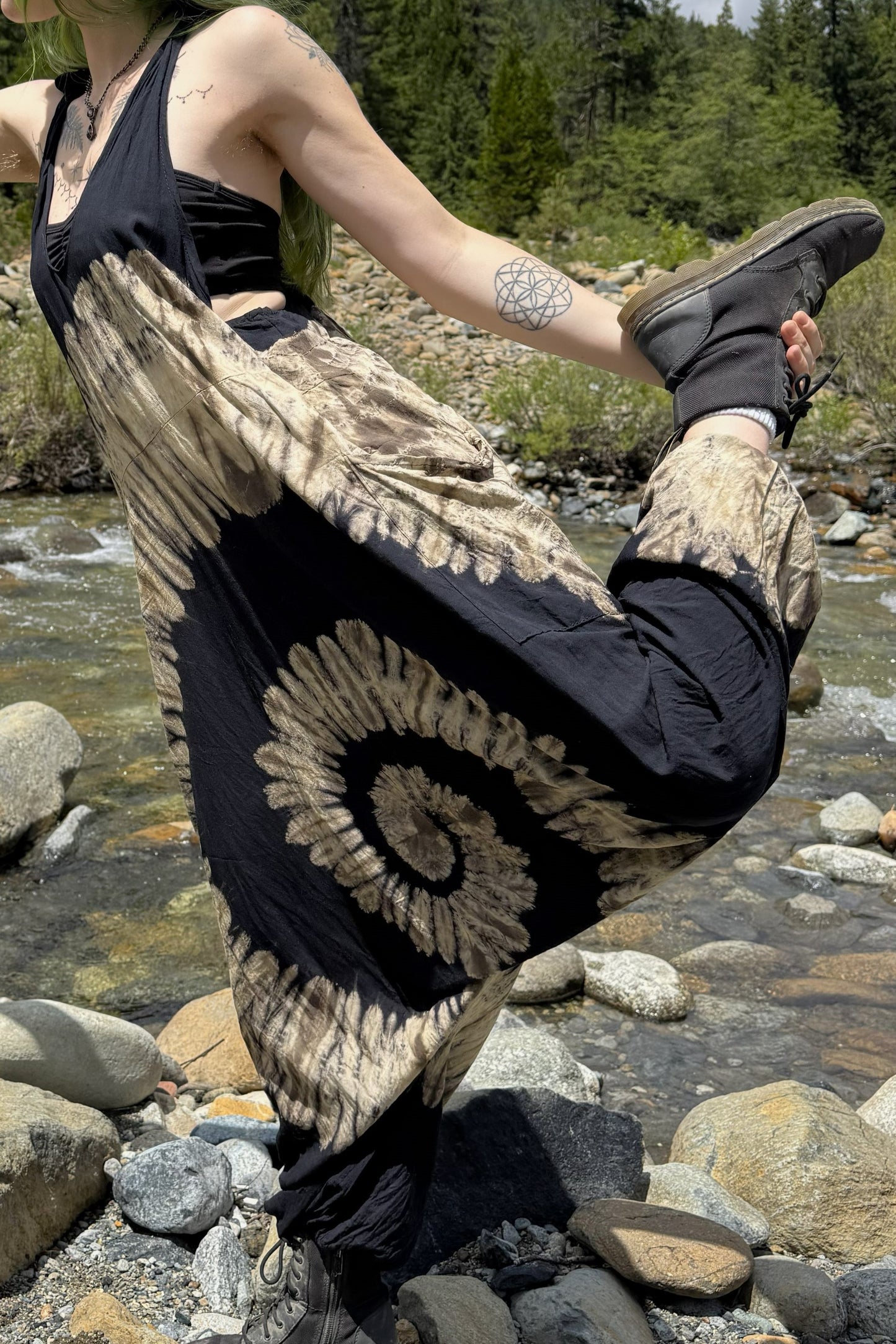 Black Swirl Tie Dye Jumpsuit