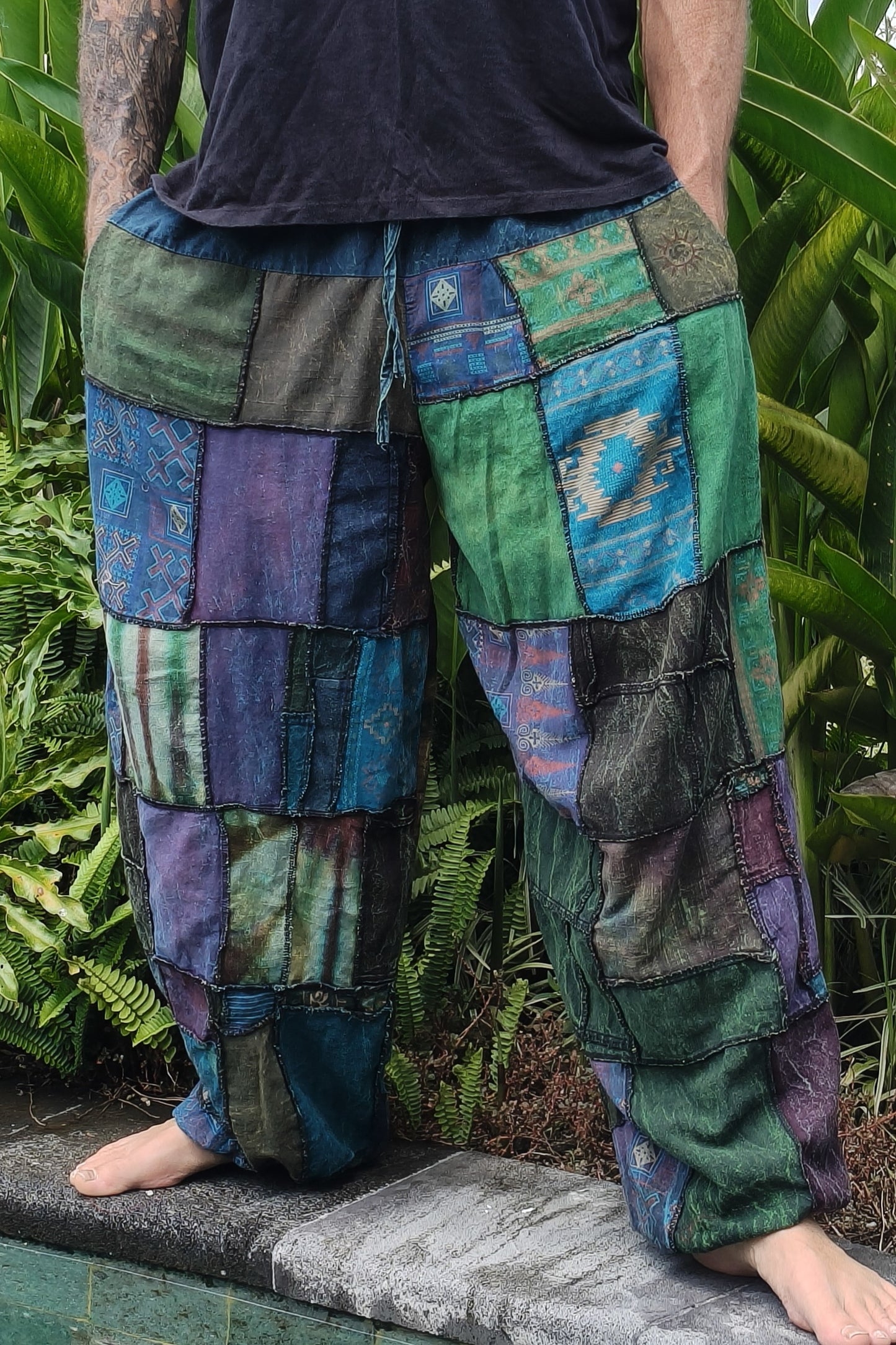 Cotton Patchwork Joggers