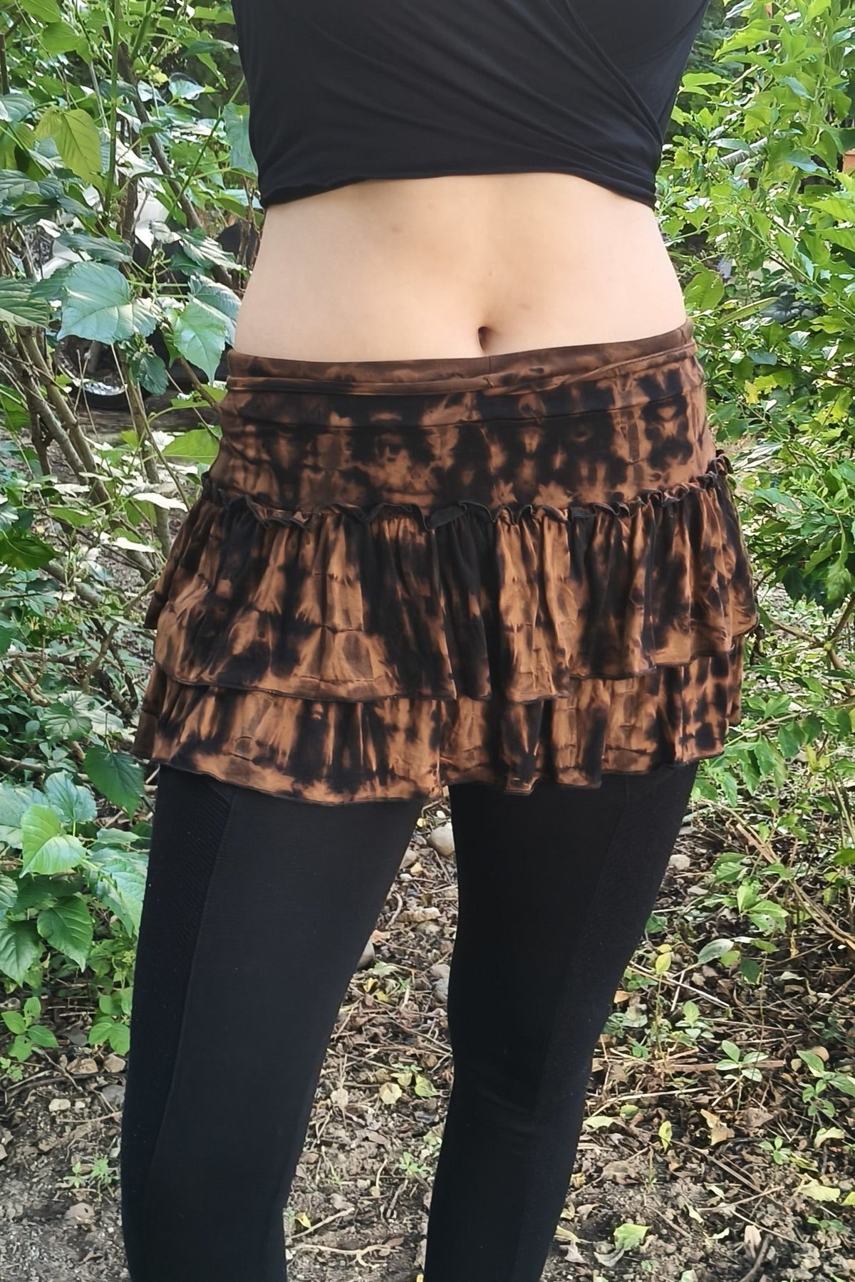 Brown/Black Ruffle Mini Skirt