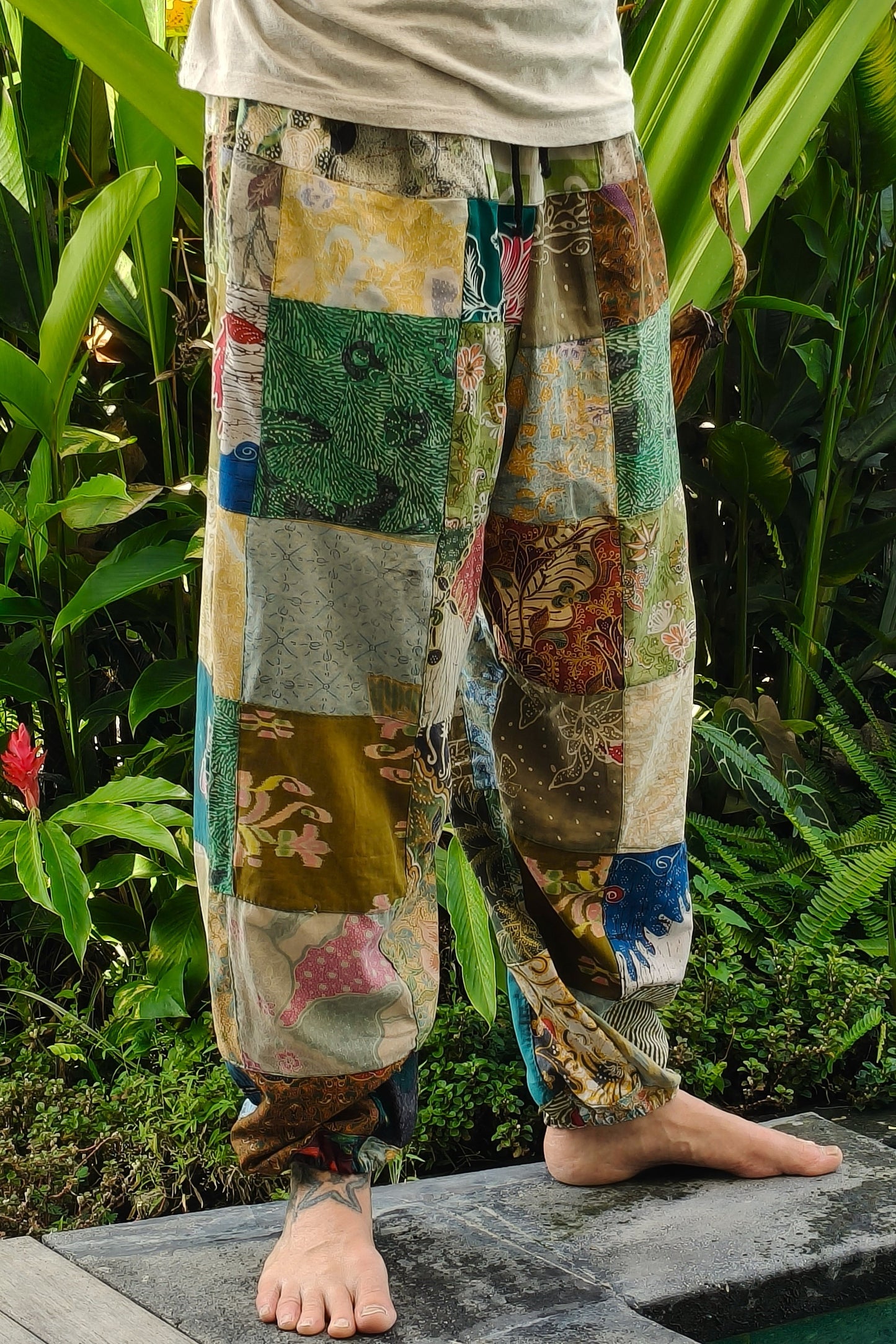 Cotton Patchwork Joggers