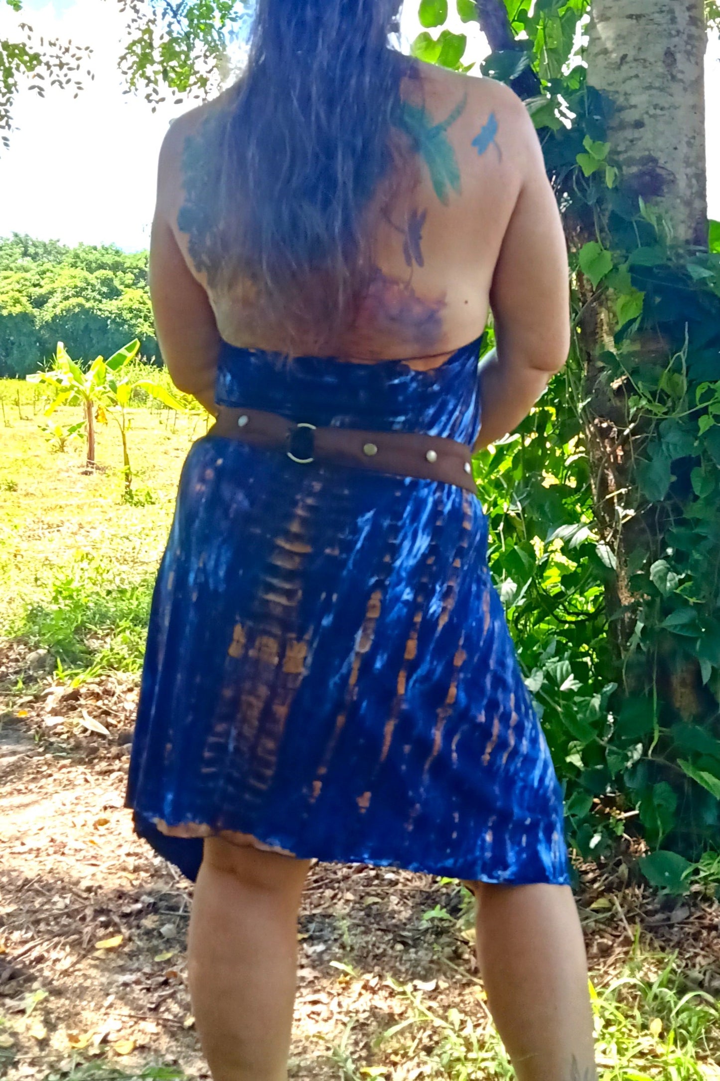 Wrap Dress/Backless Vest in Indigo Earth