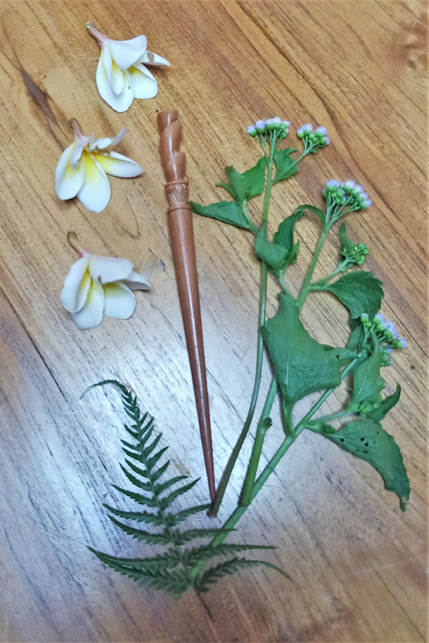 2 Carved Wooden Hair Sticks