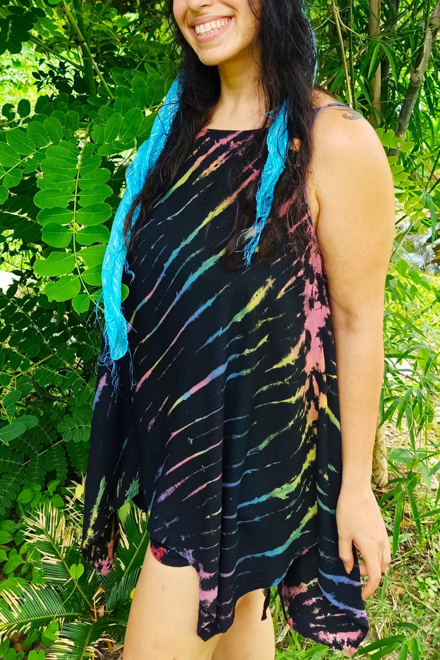 Rainbow Zebra Tie Strap Sundress