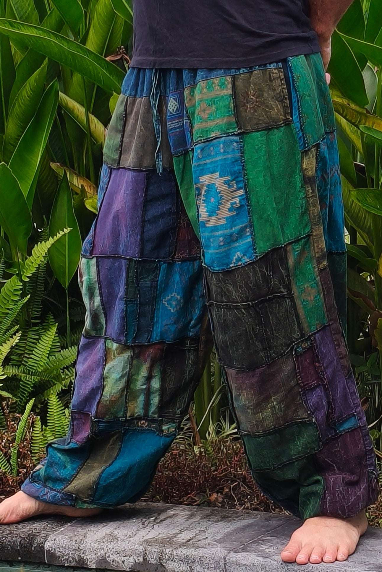 Cotton Patchwork Joggers