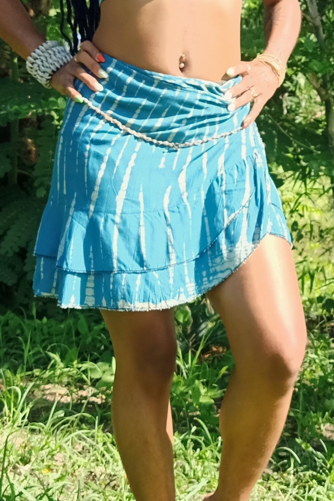 Teal Tie Dye Wrap Skirt