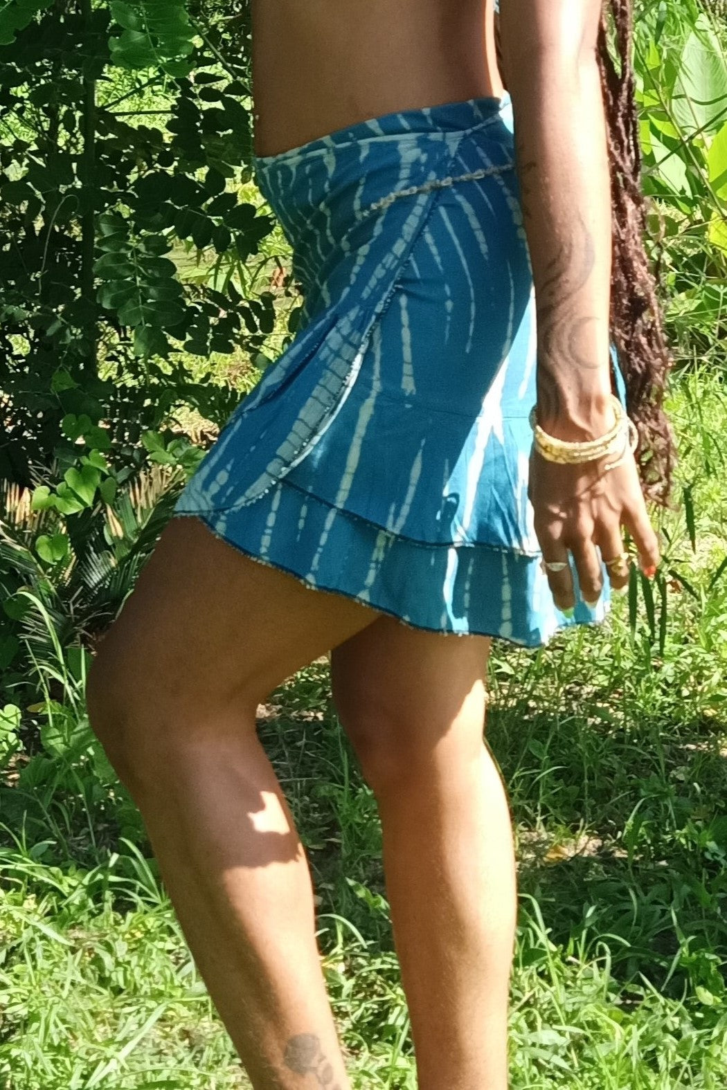 Teal Tie Dye Wrap Skirt