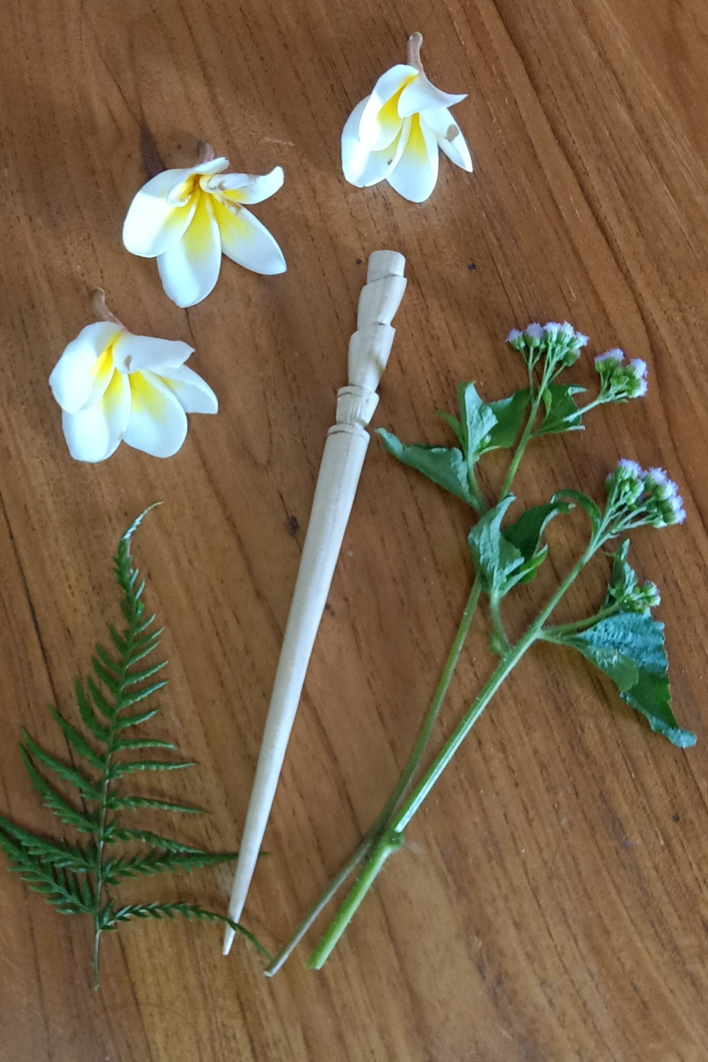 2 Carved Wooden Hair Sticks